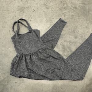 Imbodhi Yoga Pilates Herringbone Jumper Romper Criss Cross Grey Tank Top Small
